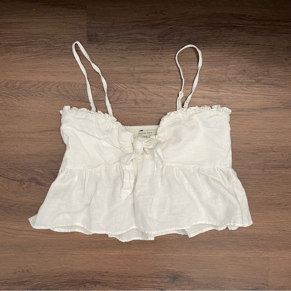 American Eagle White Knot Tank Top